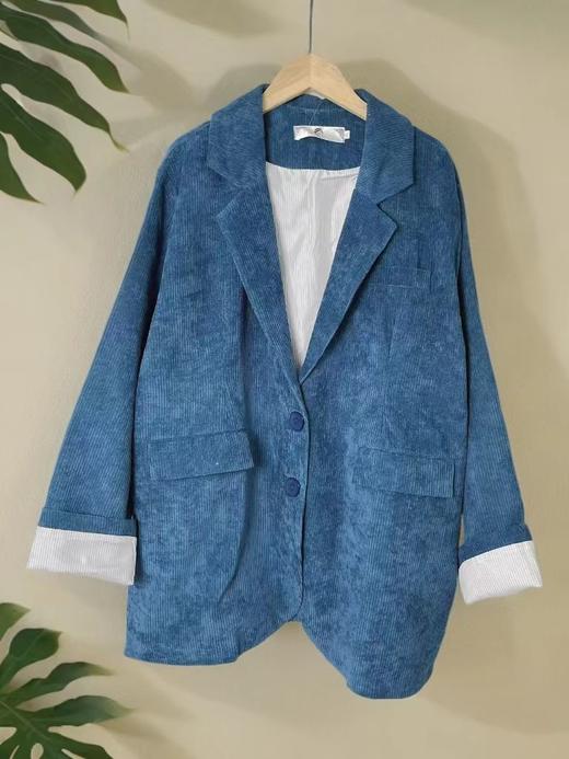 【诗铭洛可】XC7092西服条绒卷边袖宽松外套B19-3 商品图5