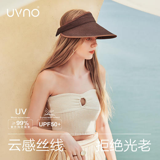 【云感丝线，丝缕防晒空顶帽~】KK&uvno防晒草帽遮阳空顶太阳帽子 女海边户外出游大帽檐 防紫外线-QQ 商品图0