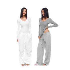 FDR旗舰店 蓄热保暖轻薄高弹V领长袖t恤女修身显瘦健身运动瑜伽服