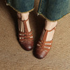 2025夏新款牛皮复古风棕色透气配裙子粗跟包头罗马凉鞋女3340大码 商品缩略图5