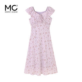 女装V领法式碎花无袖连衣裙-221Q5224002