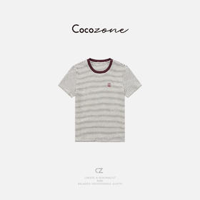COCO ZONE 刘一一“时髦范本”显瘦不紧身撞色条纹T恤CD2A1464