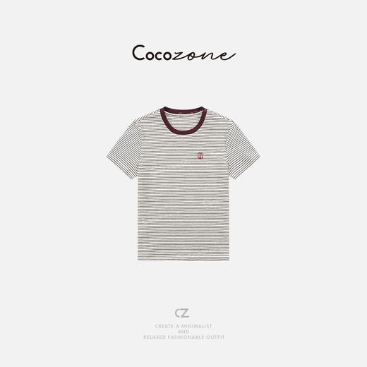 COCO ZONE 刘一一“时髦范本”显瘦不紧身撞色条纹T恤CD2A1464 商品图0