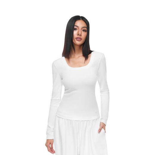 FDR蓄热保暖轻薄高弹U领长袖t恤女修身显瘦健身运动瑜伽服 商品图3