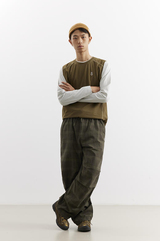 吃茶去chichaqu25轻量宽松棉麻格纹伞兵长裤山系户外运动休闲百搭 商品图2