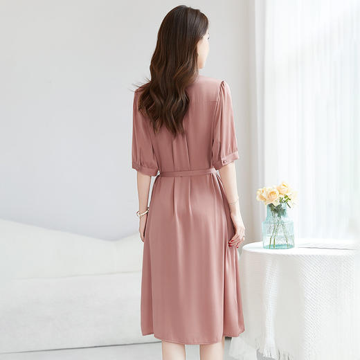 QS-【宴会礼裙】高腰V领气质真丝连衣裙微弹19姆米桑蚕丝连衣裙8128 商品图1