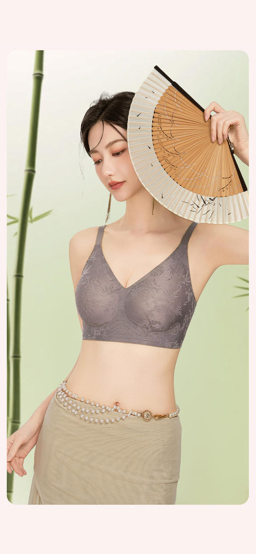 JM·LORESAL无痕缎面体雕文胸/古典国风前扣文胸 商品图13