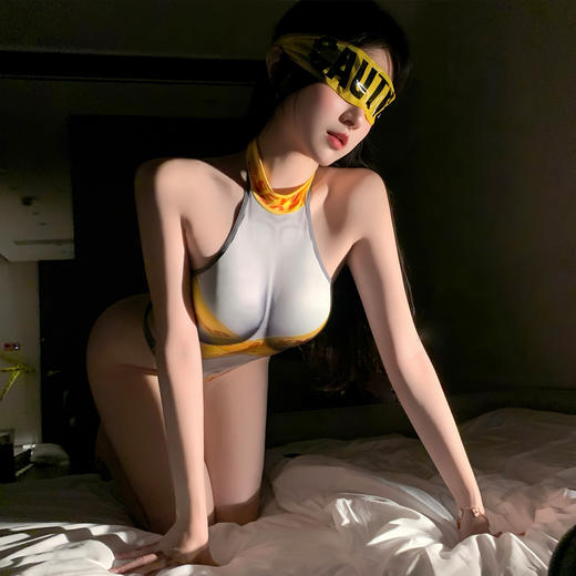 霏慕 欧美风仿胶带捆绑连体衣7041 情趣内衣性感诱惑黑色制服 商品图7