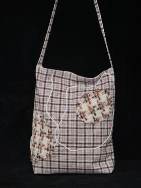 回声Echos/碎花格纹拼接斜挎帆布包【可双面背】