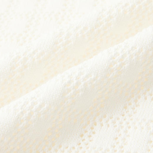 PURE TOUCH米白色镂空花纹短袖针织上衣 商品图2