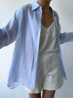 THEHOYAN｜TH2504-B  04 oversized linen shirt lightblue 亚麻衬衫 [ 浅蓝 ]
