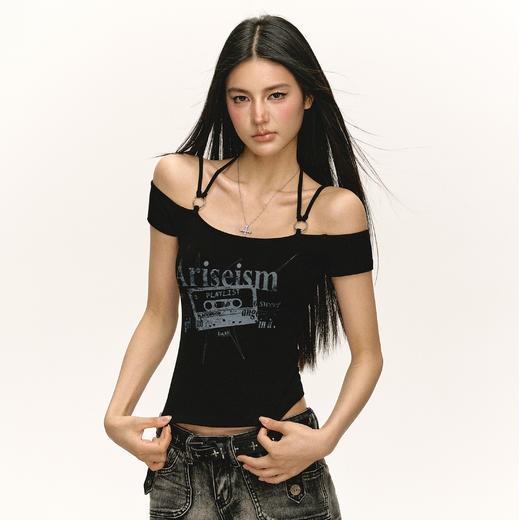 Ariseism 美式复古设计感短袖t恤女夏季新款修身上衣 商品图1
