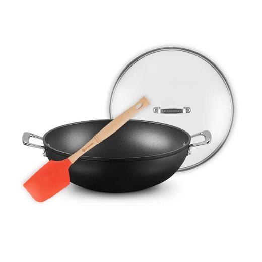 酷彩32*10cm不粘双耳炒锅+32cm玻璃盖+维纳斯大号锅铲桔色 商品图0