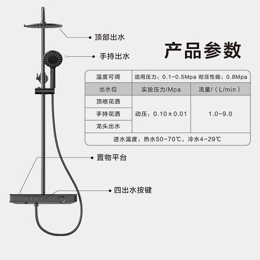 海尔恒温淋浴器花洒HGU0-L50DH00四出水按键置物平台 9寸顶喷 商品图7