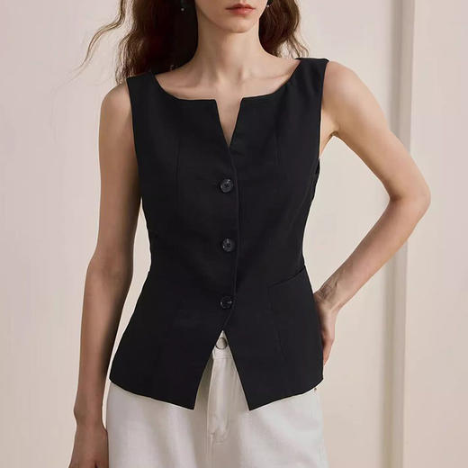馥迦法式老钱风无袖马甲背心 商品图1