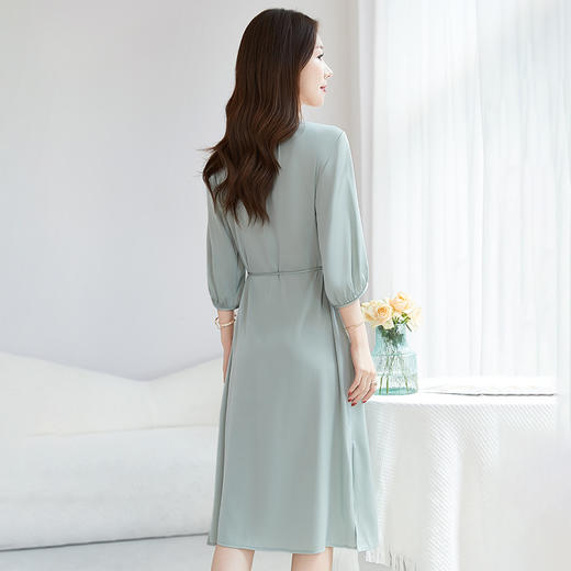 QS-【桑蚕丝】对接直播气质通勤职业群显瘦弹力双乔真丝连衣裙7986 商品图2