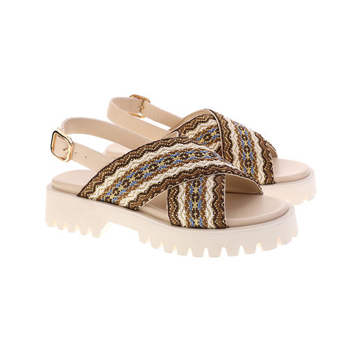 sheme织带皮艺拼接休闲时尚女款露趾厚底凉鞋可定制 商品图11