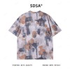 T4097夏季高级感新款男士潮牌迷彩设计感花卉短袖T恤复古小众设计上衣 商品缩略图5