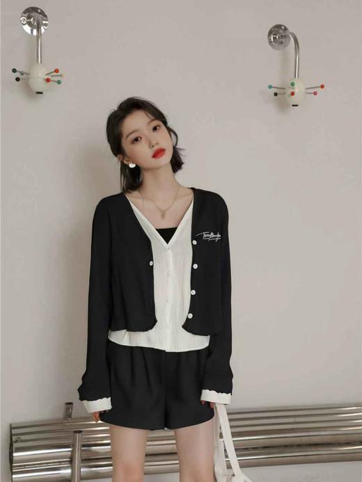 【诗铭洛可】XC7412假两件高弹上衣高弹力短款B15-2 商品图2