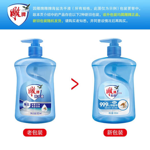雕牌 海盐洗手液500ml清香家用便携健康护手 500ml*2瓶 商品图2