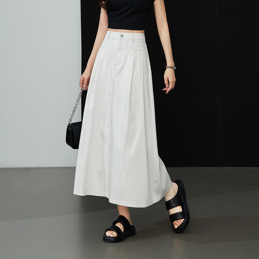 【立褶牛仔半身裙】逸阳软垂天丝棉飘逸高级感中长款裙子7096 商品图5
