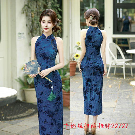 GX2025夏季绝美新中式旗袍挂脖无袖超好看连衣裙改良年轻款少女旗袍 商品图1