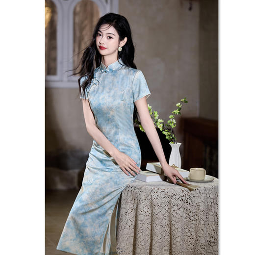 GX复古中国风长款提花单层旗袍2025夏季新款改良中式年轻旗袍 商品图3