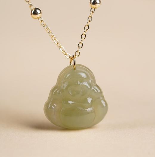 【敦煌和田玉弥勒佛项链】敦煌福泽和田玉石弥勒佛佛公吊坠夏季项链女锁骨链高级感 商品图5