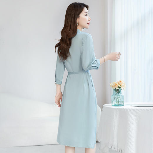 QS-【国风新中式】盘扣立领真丝连衣裙弹力双乔桑蚕丝连衣裙女6232 商品图2