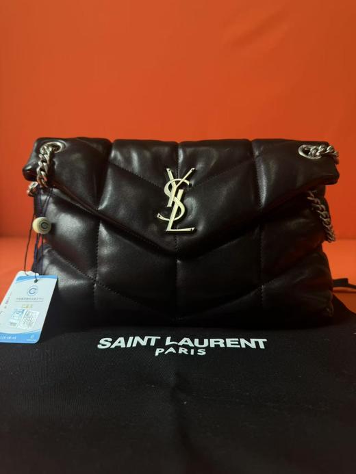 SAINT LAURENT圣罗兰 YSL PUFFER 银标Logo 绗缝小羊皮 云朵包枕头包手提包斜挎包单肩包 小号 女款 黑色 商品图7