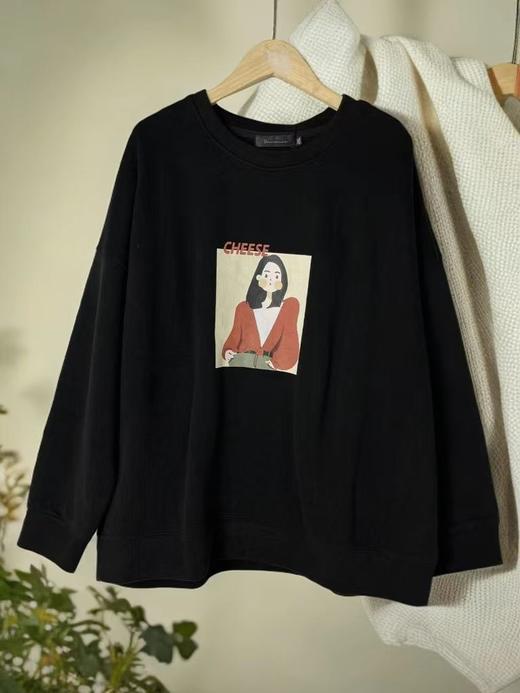 【诗铭洛可】W677印花卫衣加绒长袖秋冬卫衣-B19-1 商品图1