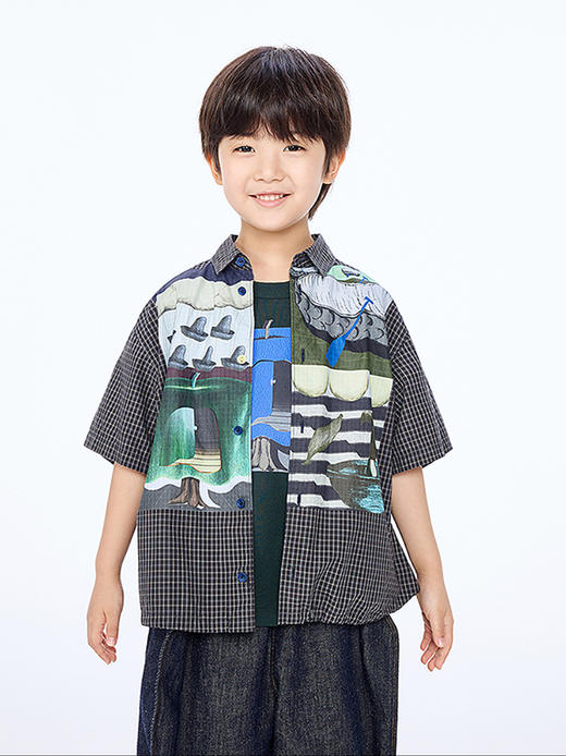 【春上新】8楼 江南布衣童装 时髦印花全棉府绸短袖衬衣男女童25秋新品 吊牌价：535元 活动价：482元 商品图0