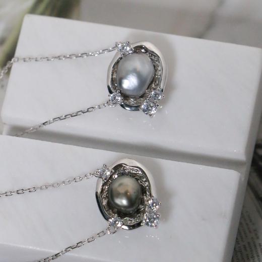 【甄珠贝】时髦 大溪地无核keshi吊坠 925纯银配件 商品图5