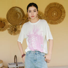 谜底印花T恤短袖女2025夏季新款休闲百搭宽松圆领上衣257MT7787