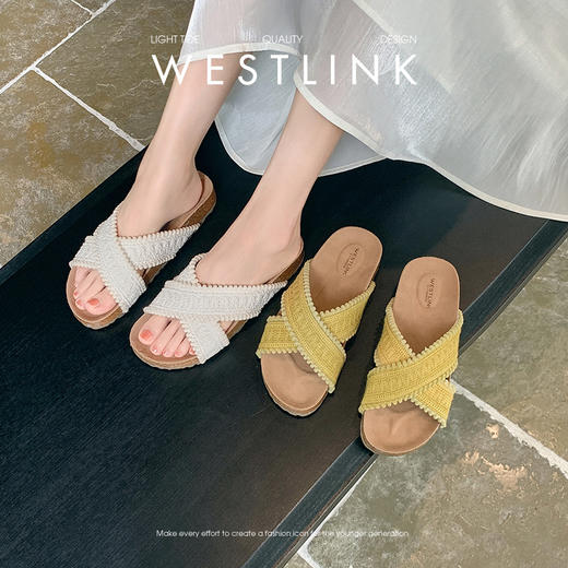 西遇外穿凉拖鞋女夏季新款复古民族风配裙子勃肯凉鞋平底拖鞋V1156802 商品图0