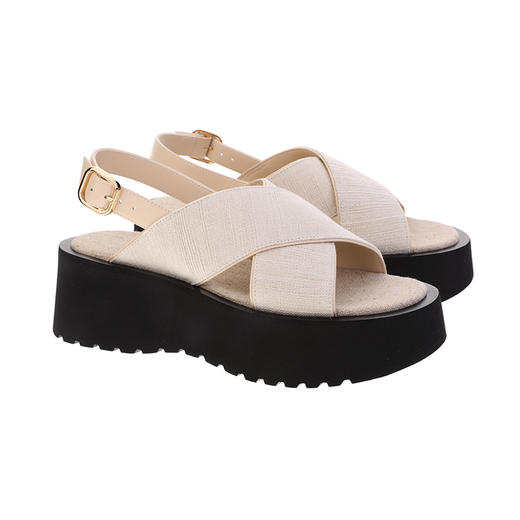 sheme环保火草绒皮料拼接女式厚底凉鞋时尚百搭可定制 商品图5