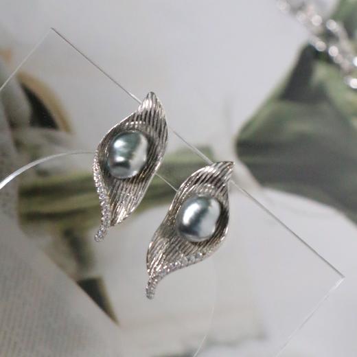 【甄珠贝】大溪地无核keshi 拉丝工艺耳环 925纯银配件 商品图0