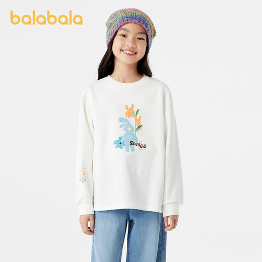 巴拉巴拉童装女童长袖t恤儿童秋装大童印花甜美舒适洋气休闲上衣 商品图0