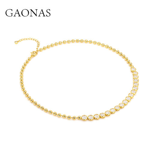 GAONAS  时尚贵气金色气泡链项链11483XGO 商品图1