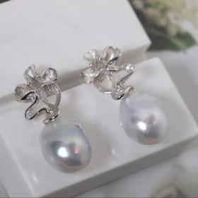 【甄珠贝】松弛感 澳白巴洛克 花朵耳环 12mm 925纯银耳环