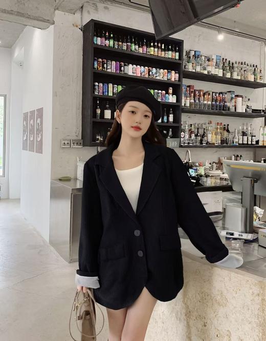 【诗铭洛可】XC7092西服条绒卷边袖宽松外套B19-3 商品图1