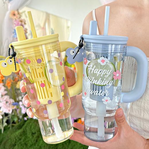 【伸缩吸管！开盖就可以喝水】巨无霸水杯大容量吸管杯子女新款夏天吨吨杯便携高颜值冰霸杯。ry 商品图1