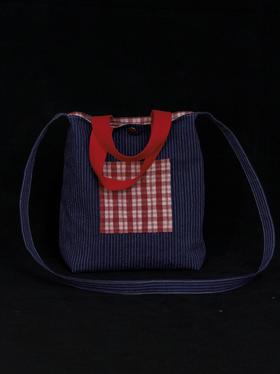 回声Echos/红蓝格纹撞色斜挎包【可双面背】