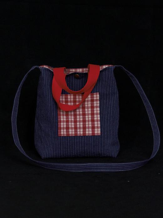 回声Echos/红蓝格纹撞色斜挎包【可双面背】 商品图0