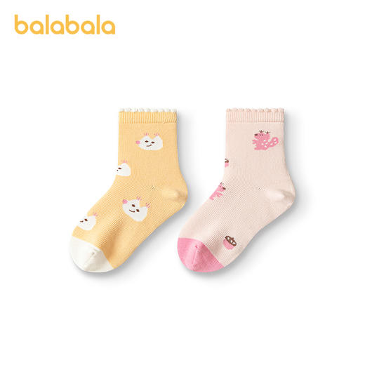 巴拉巴拉女童袜子秋季新品儿童短袜萌趣不勒脚两双装 商品图4