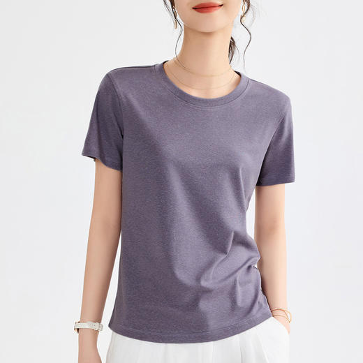 「自」全新升级【铂金会员119/天猫159/差价40】(04734)洛诗琳莱赛尔天丝亚麻上衣2025夏季薄款设计感纯色正肩T恤女 商品图3