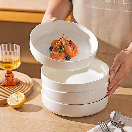 摩登主妇纯白骨瓷餐盘子家用菜盘2025新款餐具碟子釉下彩蒸蛋深盘 商品图0