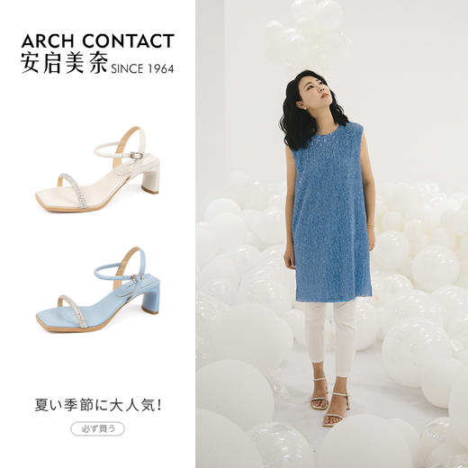 ARCHCONTACT安启美奈夏款一字带钻扣凉鞋【52829】 商品图11