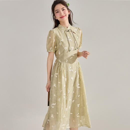 「高货sh」全新升级【铂金会员321/天猫429/差价108】(50329)洛诗琳国风气质连衣裙2025夏季新中式绣花显瘦仙女裙 商品图0