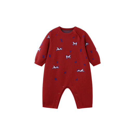 【高定系列】英氏婴儿衣服男童长袖春秋季连身衣新年装喜庆爬爬服 商品图4